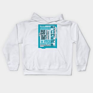 CYAN FRAGILE Cyberpunk Inspired Human Shipping Label T-Shirt Kids Hoodie